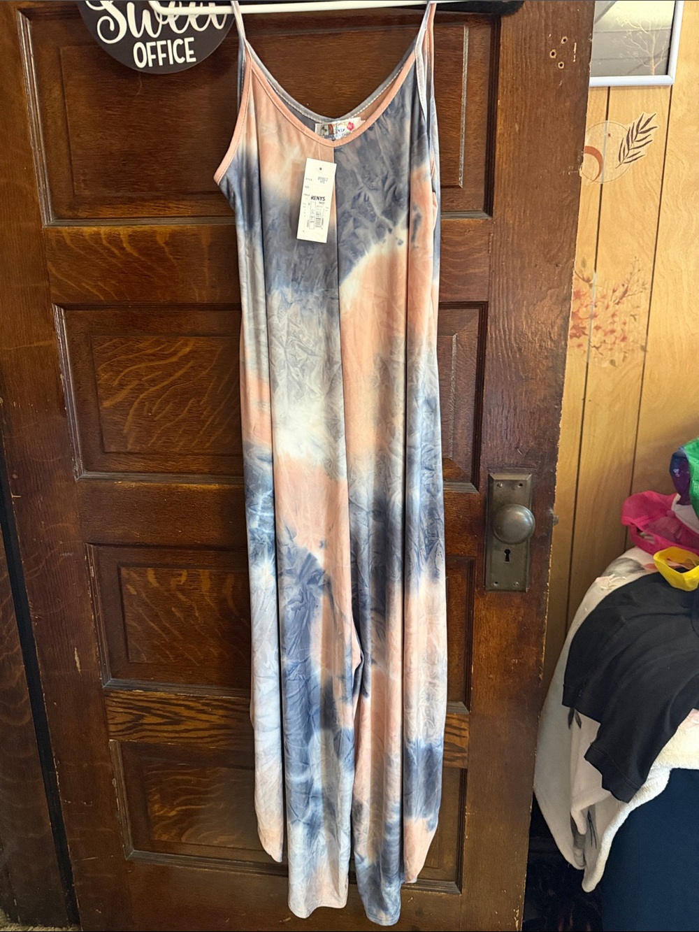India Boutique Peach and Slate Tie-Dye Spaghetti Strap Romper One Size